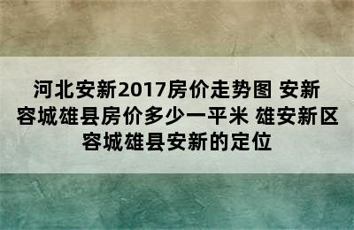 河北安新2017房价走势图 安新容城雄县房价多少一平米 雄安新区容城雄县安新的定位